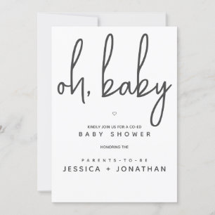 Invitation Oh bébé Co-Ed minimal Baby shower simple