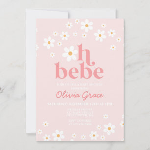 Invitation Oh Bebe Daisy Baby shower rétro rose