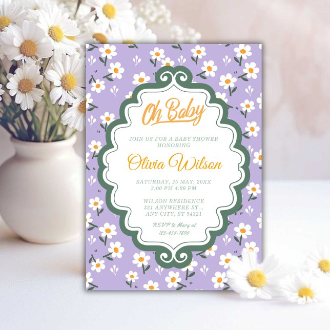 Invitation Oh Bébé | Douce fête prénatale de bébé Daisy (Créateur téléchargé)