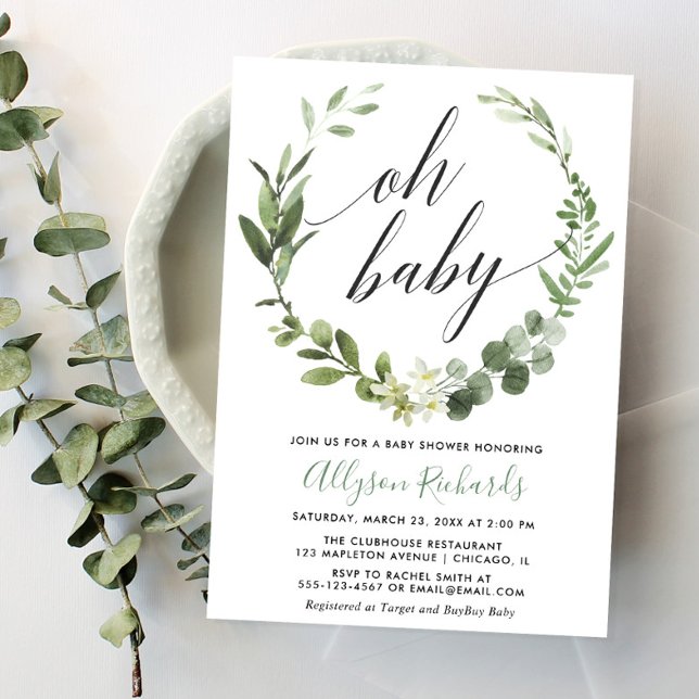 Invitation Oh bébé Eucalyptus baby shower neutre genre (Créateur téléchargé)