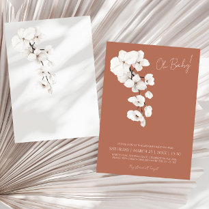 Invitation Oh Bébé Fête de Bébé Orchidée Blanche Terracotta