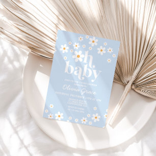 Invitation Oh Bébé! Fête de naissance bébé fille bleu pâle Da