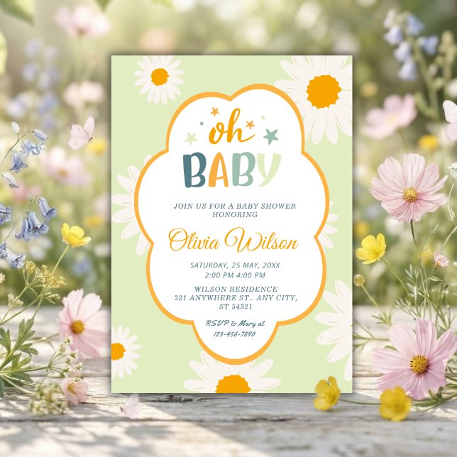 Invitation Oh Bébé Fête Prénatale de Bébé Daisy (Créateur téléchargé)