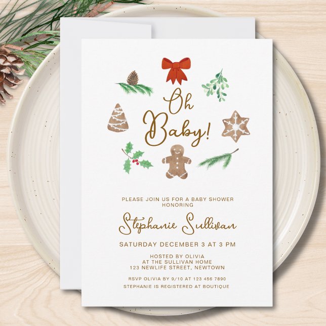 Invitation Oh Bébé Fête Prénatale de Noël de Bébé (Créateur téléchargé)