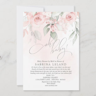 Invitation Oh Bébé ! Fête prénatale par courrier Roses roses 