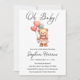 Invitation Oh bébé fille rose Baby Shower
