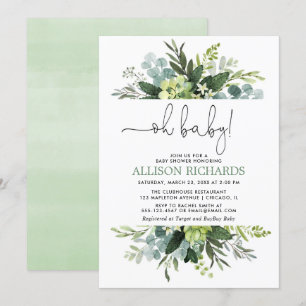 Invitation Oh bébé Genre neutre verdure douche feuillage