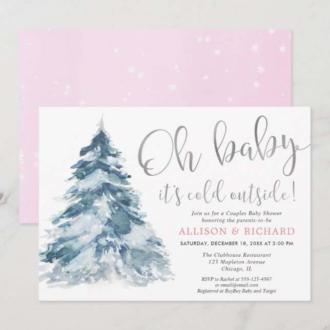 Invitation Oh, bébé, il fait froid à l'extérieur de Couples f (Devant / Derrière)