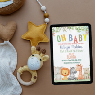 Invitation Oh Bébé, Jungle Aquarelle Baby Shower