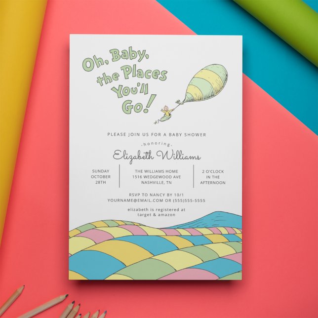 Invitation Oh, Bébé, les Endroits que tu Vas Découvrir Fête P (Créateur téléchargé)