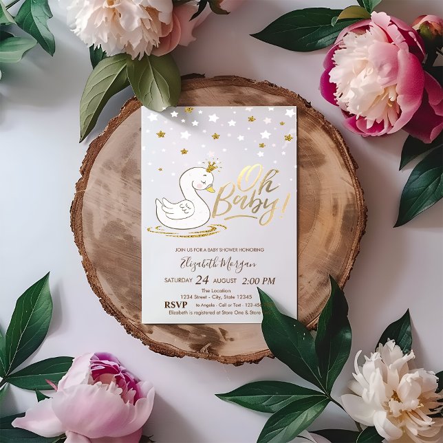 Invitation Oh Bébé mignon bébé Swan Stars Baby shower (Créateur téléchargé)