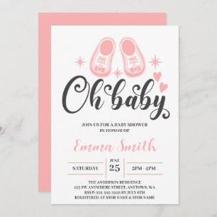 Invitation Oh Bébé mignon Chaussures bébé Baby shower