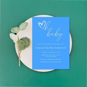 Invitation Oh Bébé! Minimaliste Simple Bleu Fête de Naissance