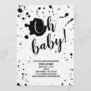 Invitation Oh Bébé Noir + Blancs Baby shower neutre