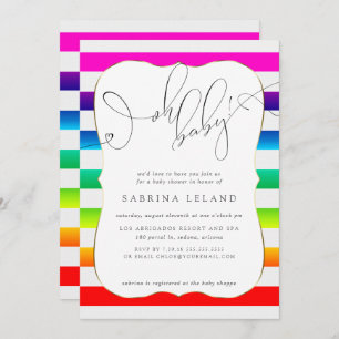 Invitation OH Bébé Ombré Rainbow Stripes