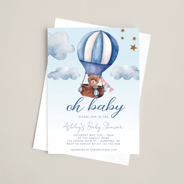 Invitation Oh Bébé Ours en Peluche Baby Shower (Créateur téléchargé)