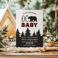 Oh Bébé Ours Rouge à Carreaux Buffalo Baby Shower