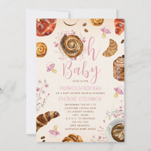 Invitation Oh Bébé pâtisseries + Pacificateurs Baby shower fi