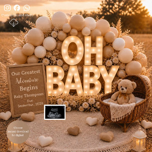 Invitation Oh Bébé Révélation Bébé Neutre Annonce de grossess