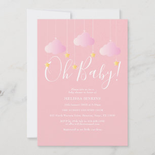 Invitation Oh Bébé Rose Scintille Scintille Baby Shower/Baptê