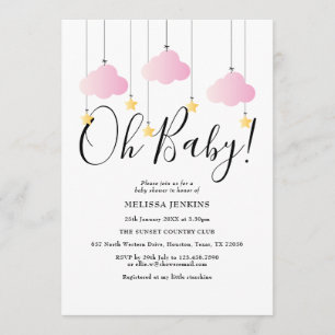 Invitation Oh Bébé Rose Scintille Scintille Bébé Fête de Gâte