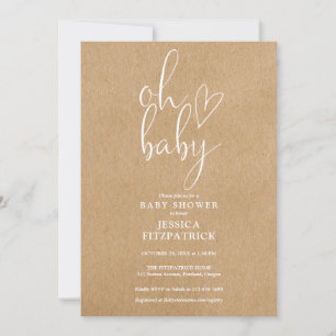 Invitation Oh Bébé Rustique Kraft Boho Tout En Un Baby shower