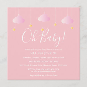 Invitation Oh Bébé Scintille Scintille Fête de Bébé Rose