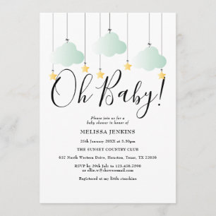 Invitation Oh Bébé Scintille Scintille Fête de Bébé Verte Spr