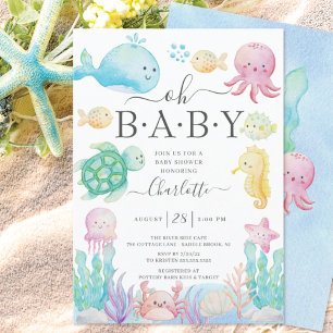 Invitation Oh Bébé Sous Le Baby shower De Mer