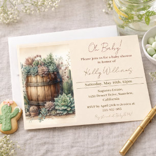 Invitation Oh Bébé ! Succulentes et Cactus Rustiques pour la