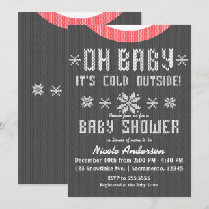 Invitation OH BÉBÉ Sweater en tricot gris rouge pour Baby Sho