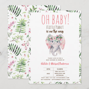 Invitation Oh Bébé Un Petit Baby shower Eléphant Arachide Boh