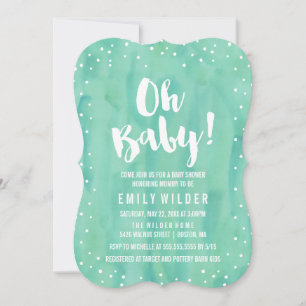 Invitation Oh Bébé Vert Menthe Aquarelle Baby Shower