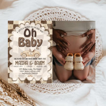 Oh Bébé Voiture de Course Damier Mocha Baby Shower