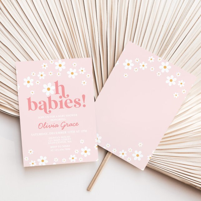 Invitation Oh Bébés! Daisy Rose Rétro Baby Shower (Créateur téléchargé)