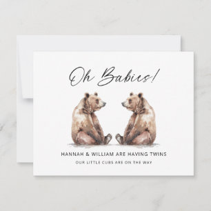 Invitation Oh Bébés Jumeaux Oursons Annonce de Grossesse