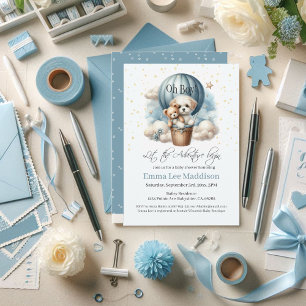 Invitation Oh Boy Adventure Baby shower Puppy Hot Air Balloon