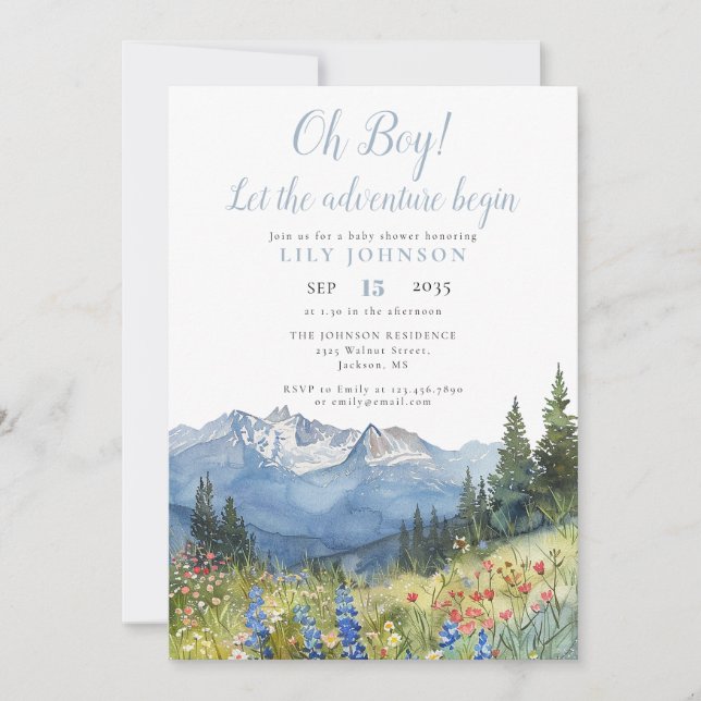 Invitation Oh Boy Adventure Begin All In One Baby Shower (Devant)