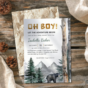 Invitation Oh Boy Adventure Begin   Baby shower de l'ours des