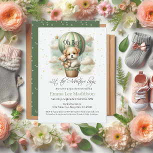 Invitation Oh Boy Adventure Chiot Hot Air Baby shower