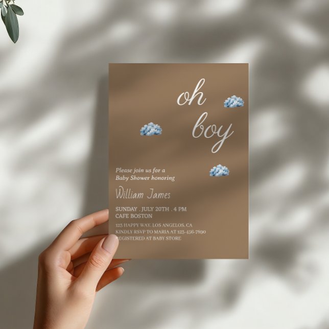 Invitation Oh Boy Baby shower - Design Cloud mignon (Créateur téléchargé)