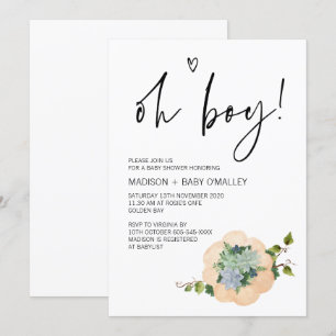 Invitation Oh Boy Baby shower Party Thanksgiving Fall