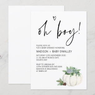 Invitation Oh Boy Baby shower Party Thanksgiving Fall