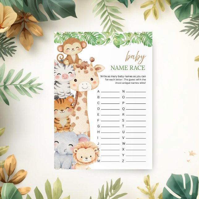 Invitation Oh Boy ! Baby Shower Safari | Jeu de course de nom (Créateur téléchargé)