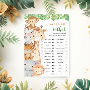 Invitation Oh Boy ! Baby-Shower Safari   Jeu « Préfèrerait-El