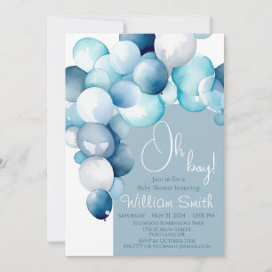 Invitation Oh Boy ballons bleus arche Baby shower