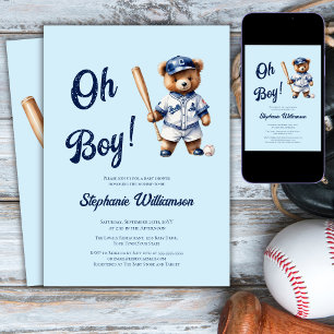 Invitation Oh Boy Baseball Baby Shower Ourson Mignon