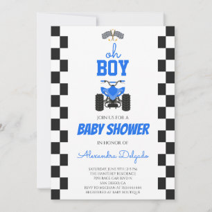 Invitation Oh Boy Blue Quad VTT 4 Roues Baby Shower