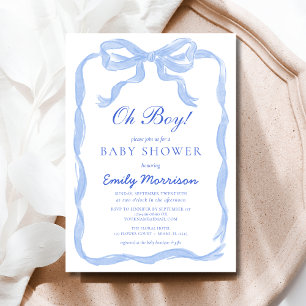 Invitation Oh Boy Blue Ribbon Bow Baby shower