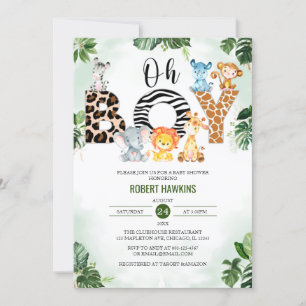 Invitation Oh Boy Cute Jungle Baby shower Safari